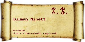 Kulman Ninett névjegykártya